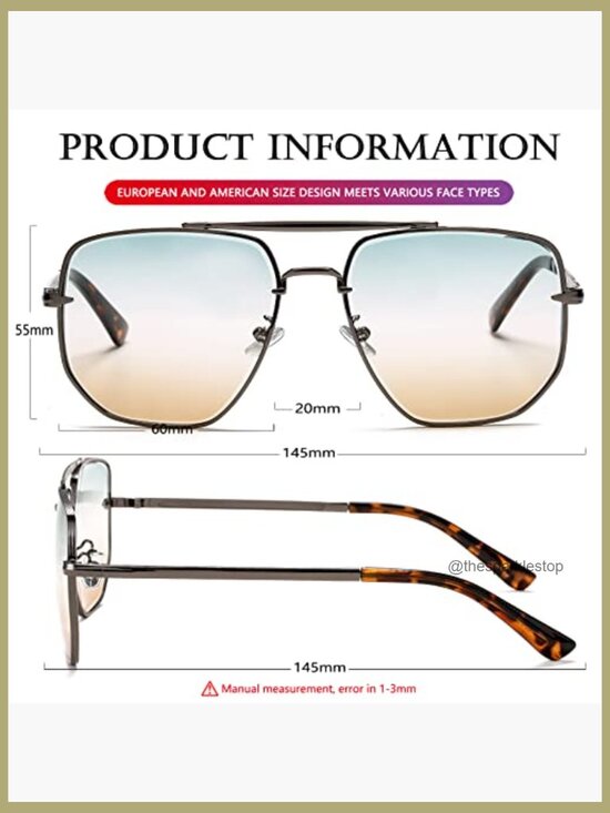 Metal Oversized Square Aviator Sunglasses UV400 Protection Polarized main image 7